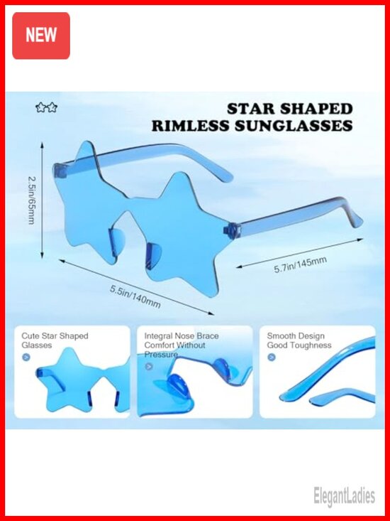 48 Pcs Rimless Star Sunglasses Party Favors Fun Shaped Glasses Unisex